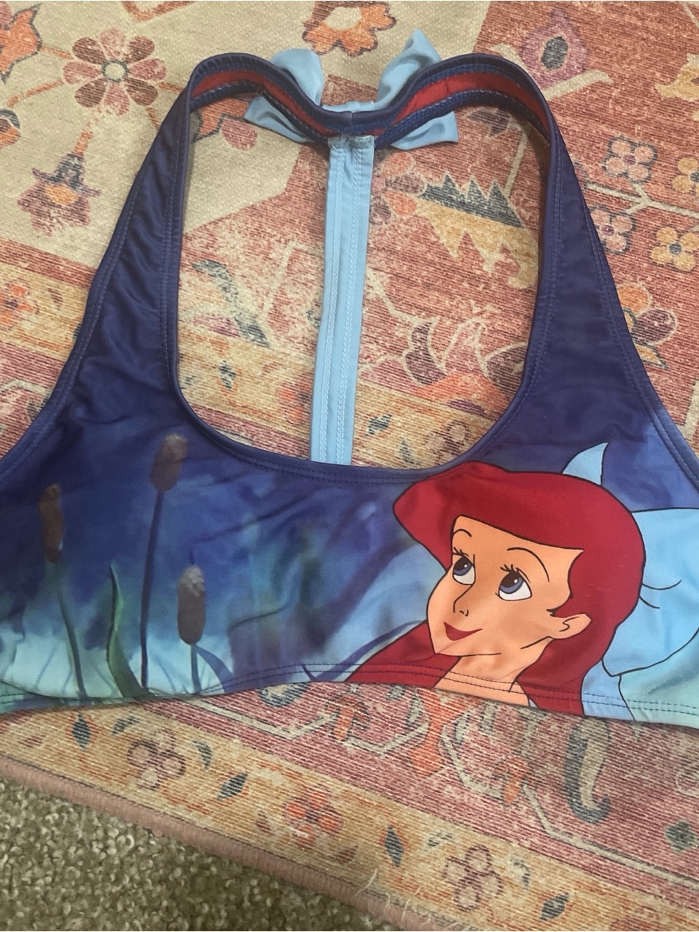 Disney Little Mermaid Ariel Print Blue & Red Girls Bikini Top